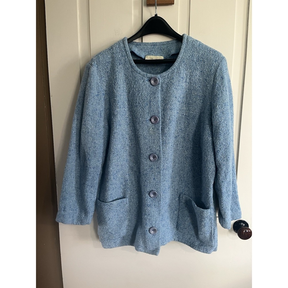Boyne Valley Weavers Made in Ireland Blue Wool Blend Blazer Jacket Size XL